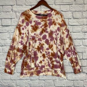 Joylab Pink and Burnt Orange Sienna Tie Dye Slouchy Oversized Sweatshirt Small
